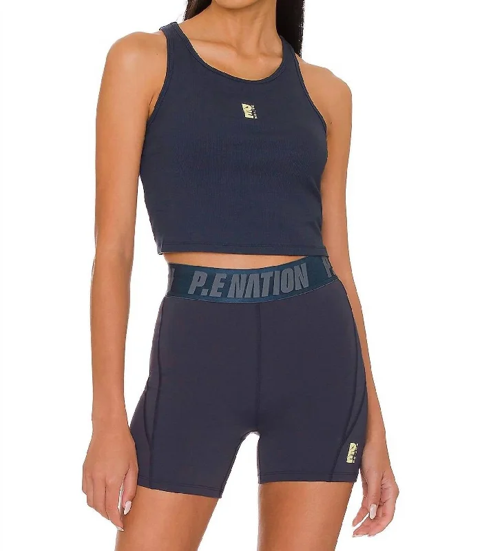 Women's Cozy Winter Attire Backcheck Tank Top In Midnight Navy