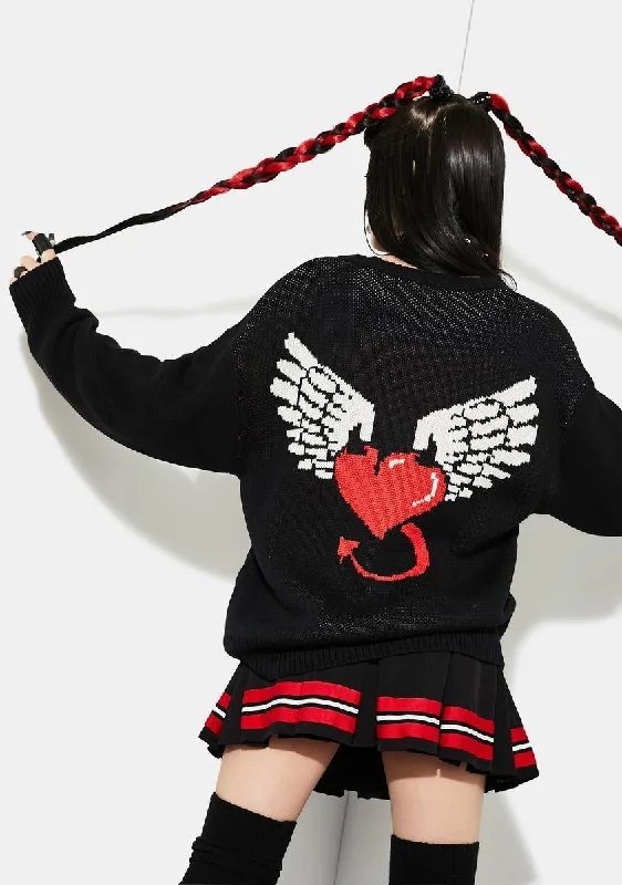 Unique Women's Fashion Pieces Hellbound Heart Intarsia Cardigan