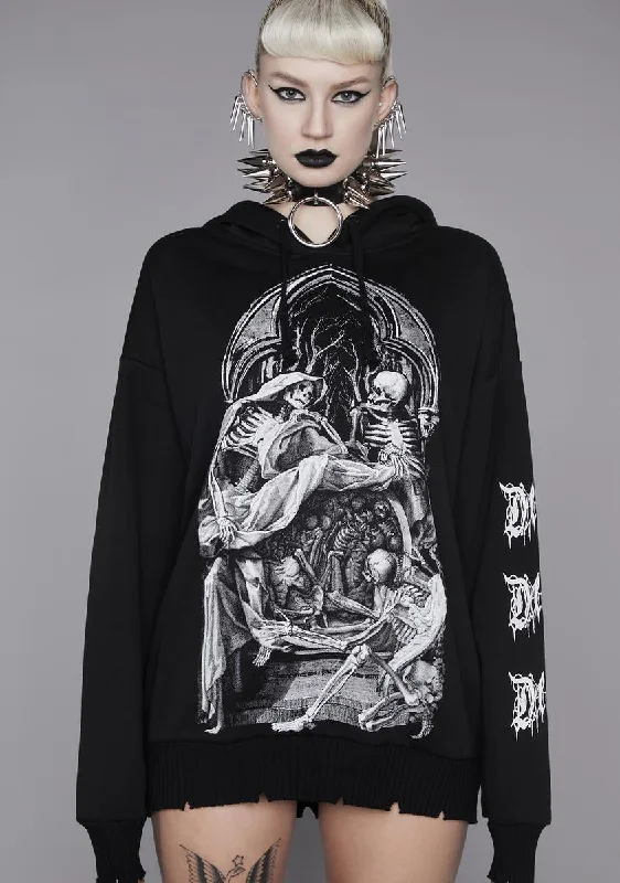 Trendy Street Style Till Death Graphic Hoodie
