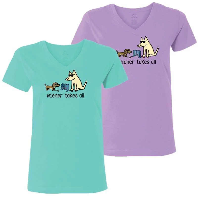 Women's Vacation Outfit Set Wiener Takes All - Ladies T-Shirt V-Neck