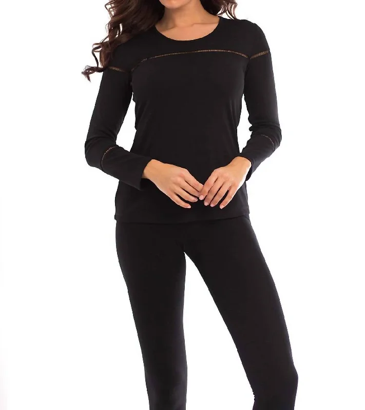 Minimalist Style Wrinkle Free Cutout Tunic In Black