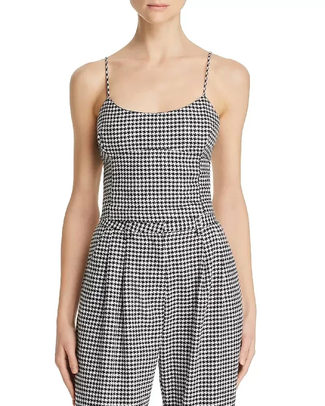 Fashion Women's Clothing Houndstooth Crop Top In Black/white