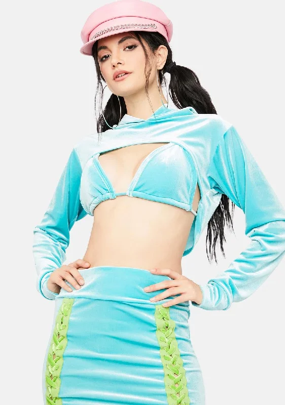 Must-Have Styles Bad Behavior Velour Cutout Hoodie