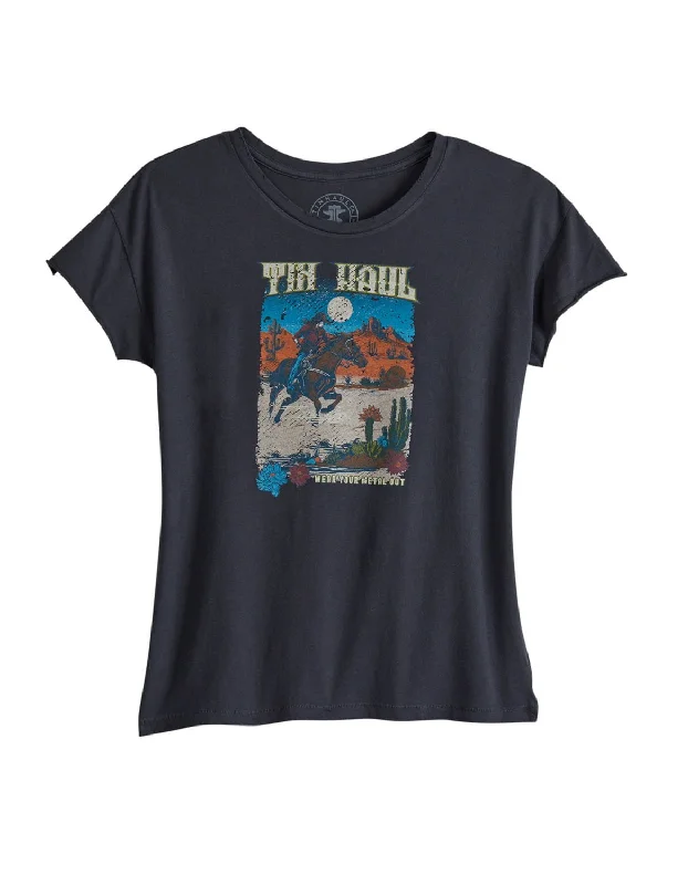 Women's Activewear Apparel Tin Haul Womens Women Desert Rider Black 100% Cotton S/S T-Shirt