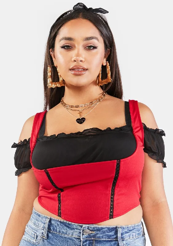 Modern Women's Apparel Plus Fire Shoulda Coulda Corset Crop Top