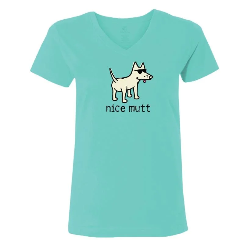 Women's Chic Outerwear Garments Nice Mutt - Ladies T-Shirt V-Neck