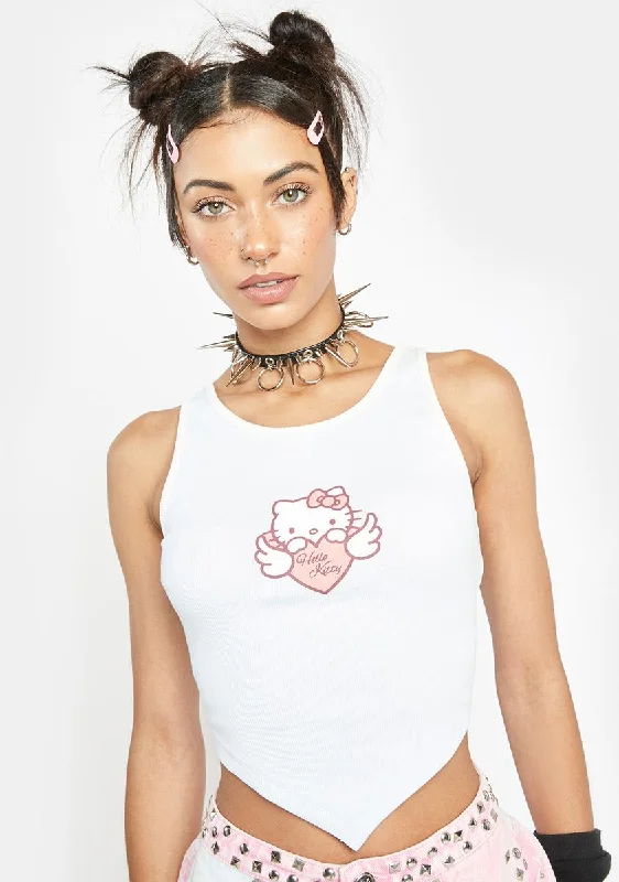 Fashionable Women's Casual Apparel Hello Kitty Angel Cropped Tank Top