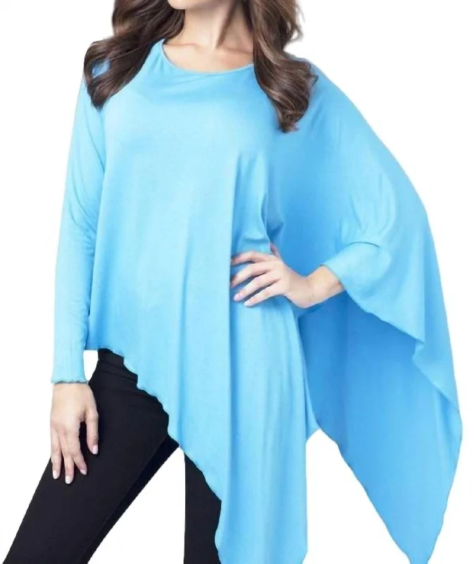 Eclectic Fashion Asymmetrical Tunic Top In Turquoise