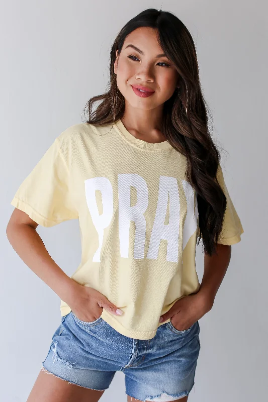 Women's Clothes Yellow Pray Cropped Tee