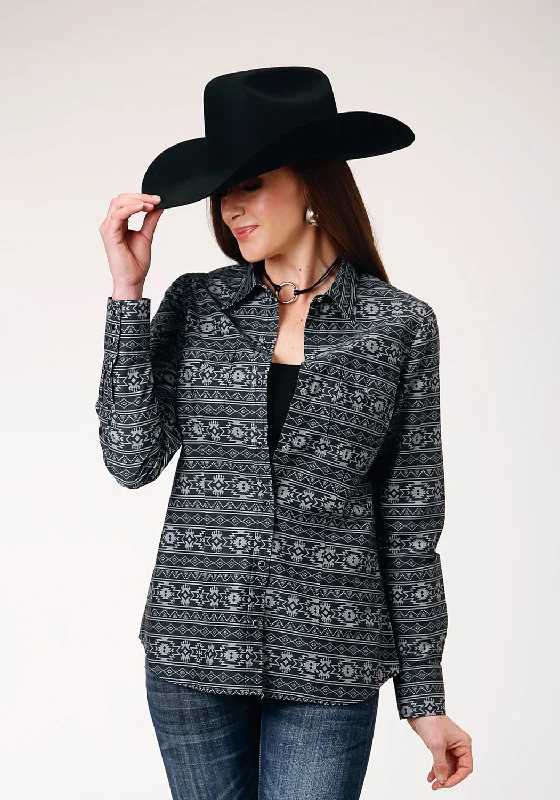 Trend Alert Roper Womens 1850 Aztec Stripe Black 100% Cotton L/S Shirt