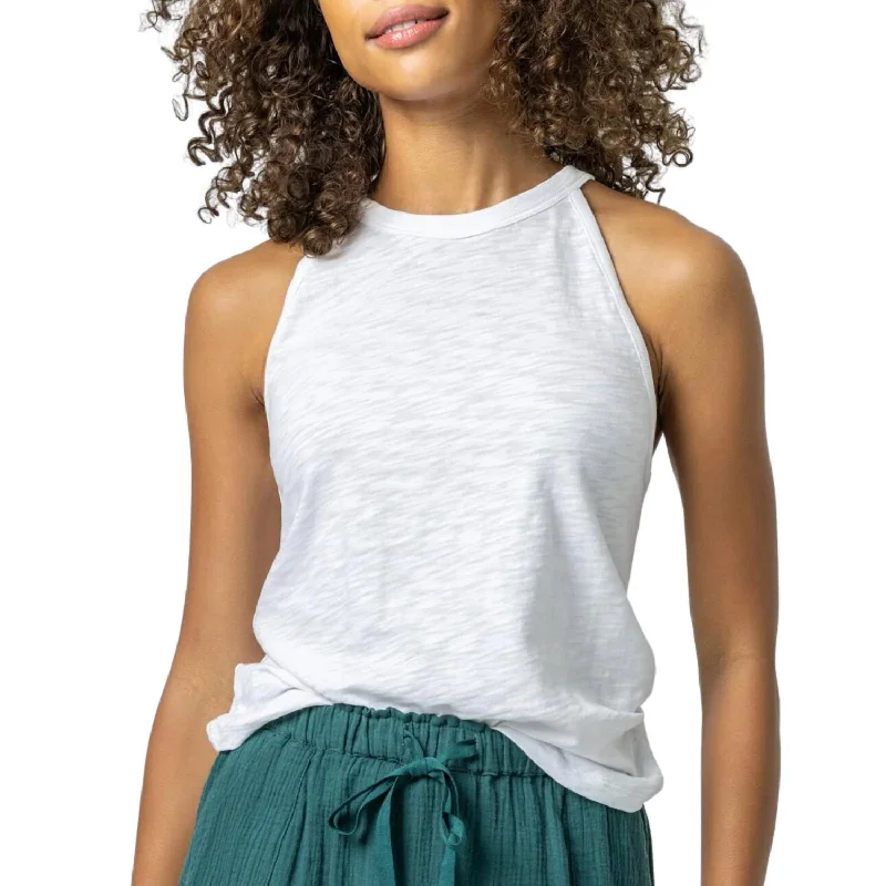 Women's Seasonal Garments Halter Crewneck Tank Top In White