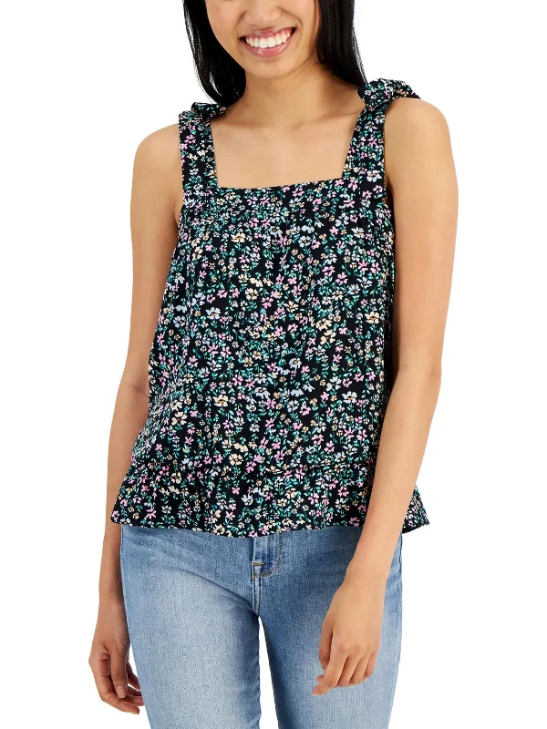 Trendy Online Boutiques Juniors Womens Tie Shoulder Smocked Tank Top