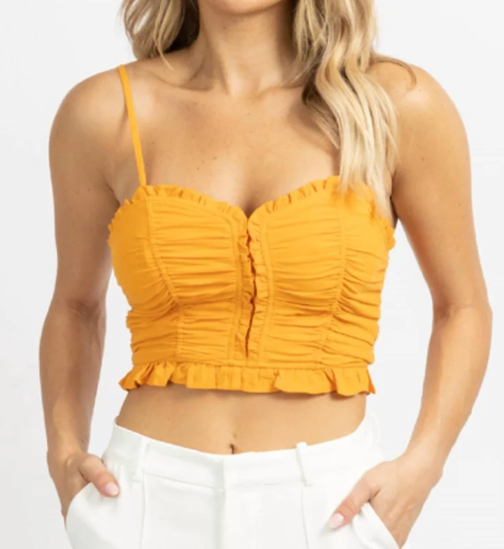 Women's Evening Wear Outfit Sunset Ruched Crop Top In Orange