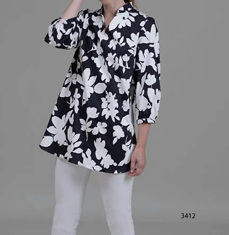 End of Season Sale Black White Print Tunic In Black/white