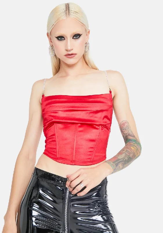 Stylish Women's Apparel Hot Better Be Satin Corset Crop Top