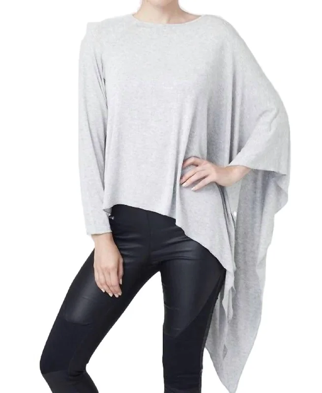 Sophisticated Style Asymmetrical Tunic Top In Gray