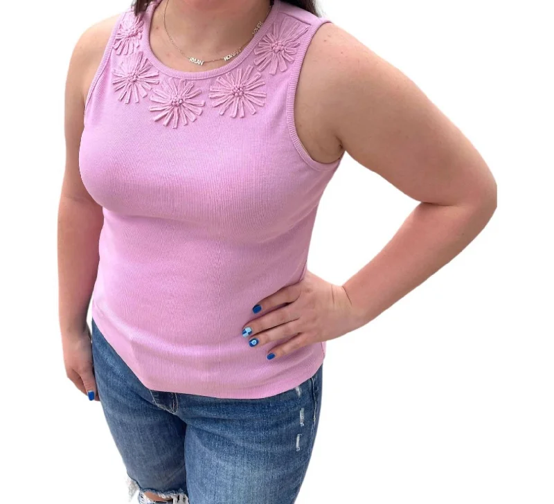 Stylish Savings Flower Patch Tank Top In Lavender