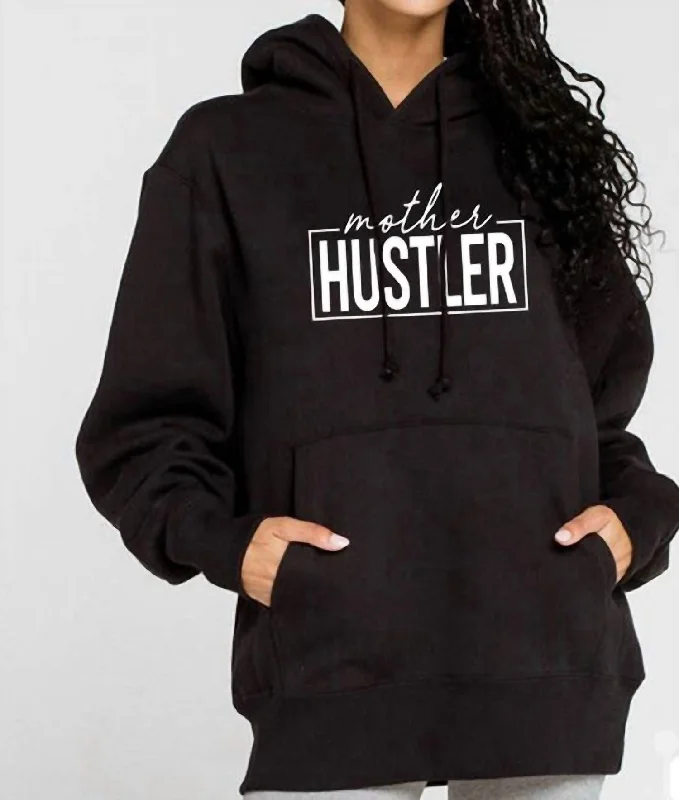 Clothes For Woman Mother Hustler Hoodie In Black