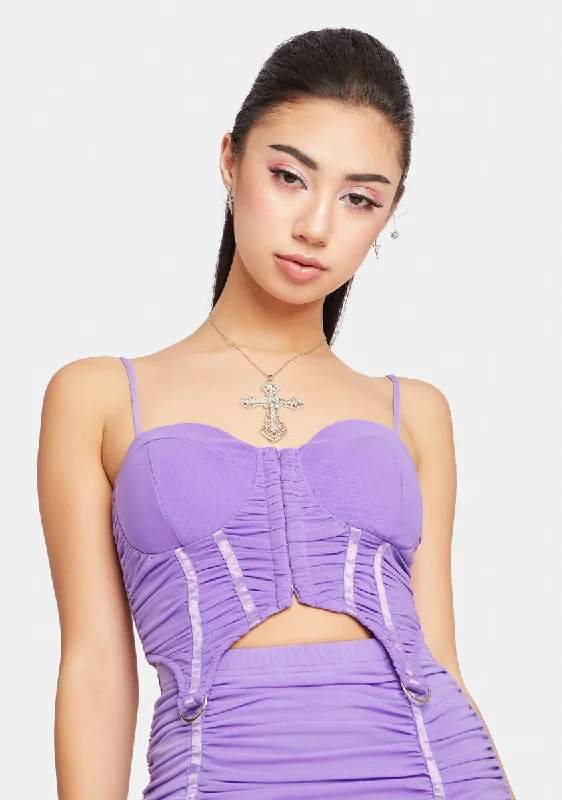 Save Big Violet In The Spotlight Bustier Crop Top