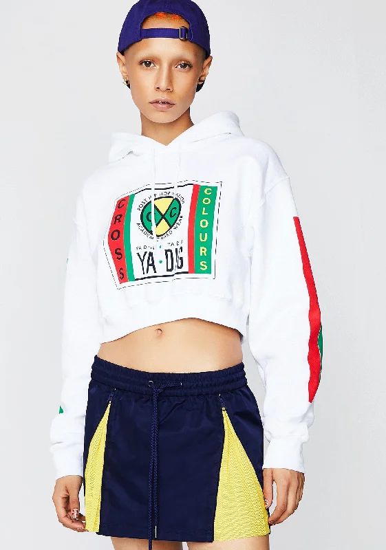 Plus Size Women's Fashion Label Logo Crop Hoodie