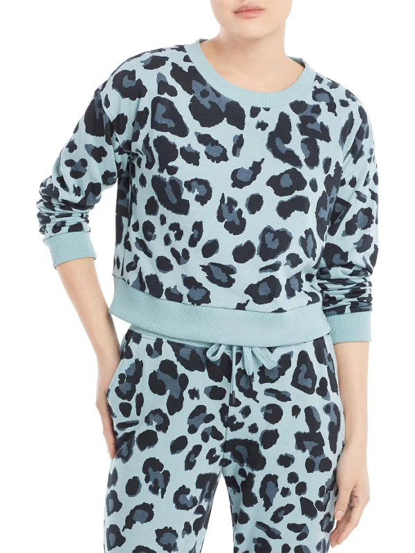 Women's Stylish Vacation Attire Womens Animal Print Crop Sweatshirt