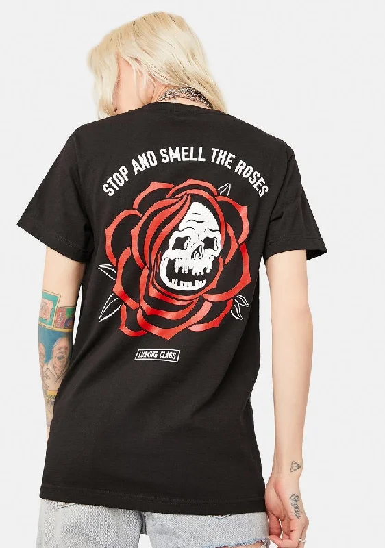 Preppy Style Smell The Roses Graphic Tee
