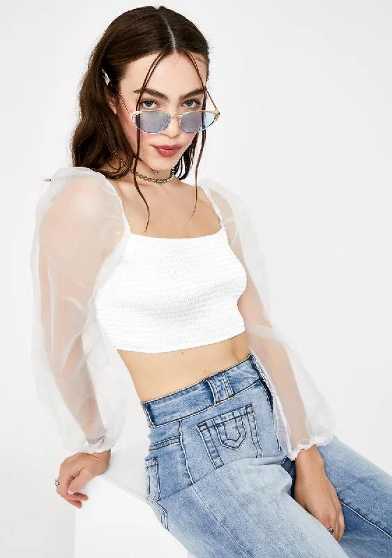 Online Boutiques Affordable Cream Elina Crop Top