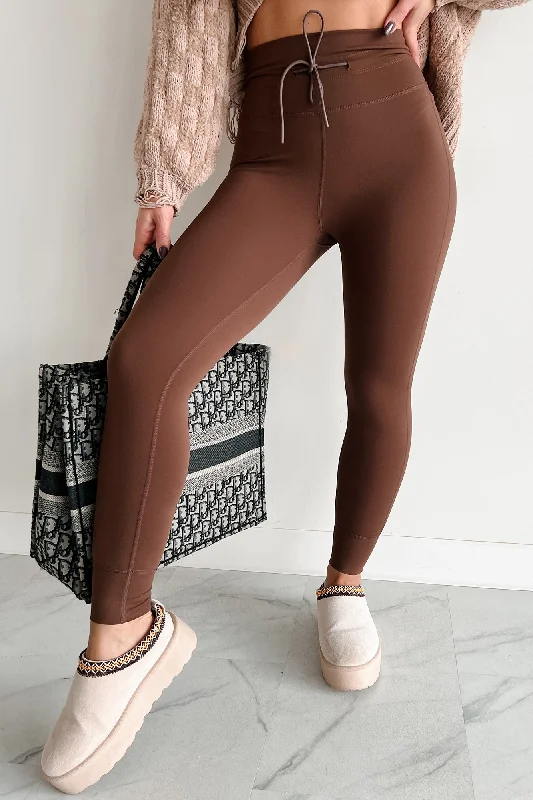 Fashion Sale In Routine Drawstring Active Leggings (Espresso)