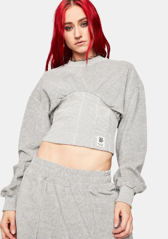 Comfortable Clothes Terry Corset Sweatshirt