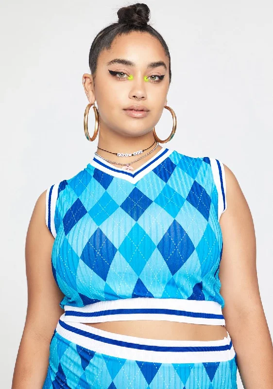 Festival Fashion Plus Argyle Rib Tank Top