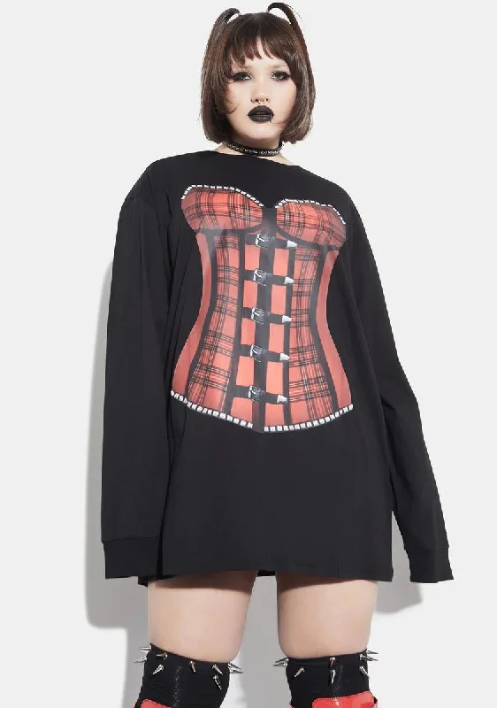 Women's Clothing Online Plus Tempting Danger Corset Graphic Tee