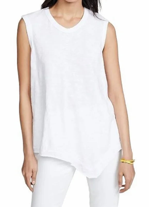 Online Clothing Boutiques Easy Shell Slanted Tank Top In White