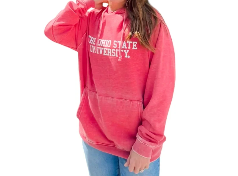 Rocker Chic Fashion The Ohio State University Burnout Hoodie In Pink