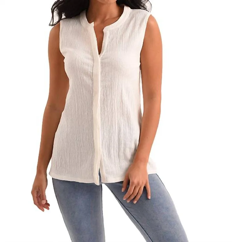 Edgy Fashion Janet Sleeveless Tunic In White