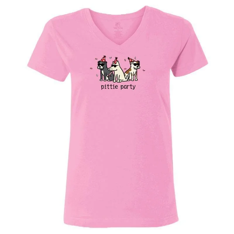 Clothing Brands Pittie Party - Ladies T-Shirt V-Neck