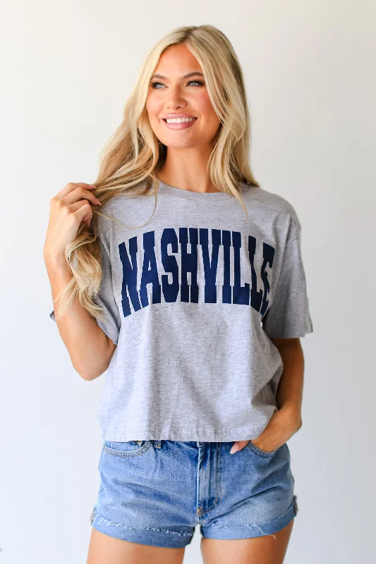 Fashion Essentials Heather Grey Nashville Cropped Tee