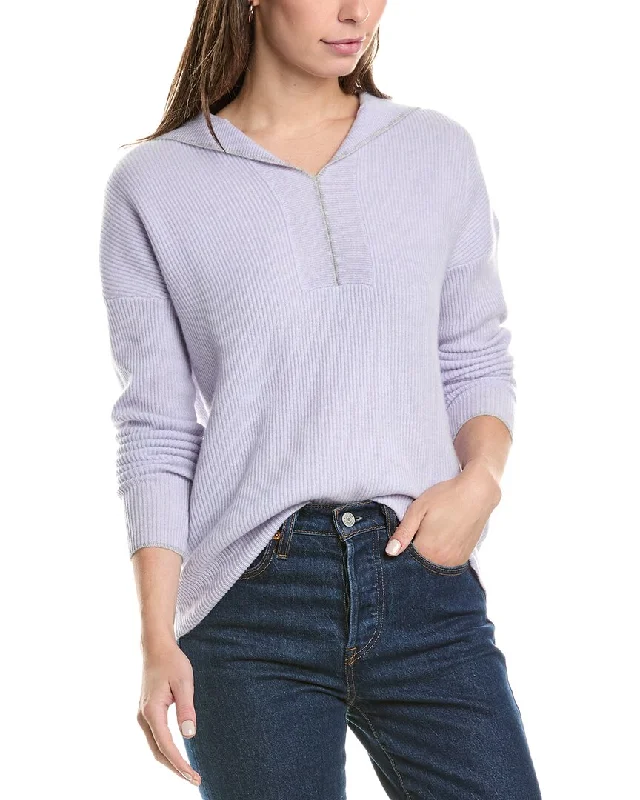 New Arrival Discounts Forte Cashmere Tipped Rib Cashmere Hoodie
