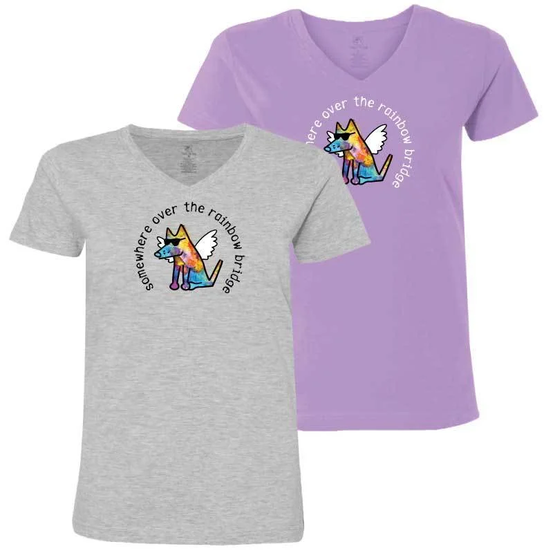 Sophisticated Women's Fashion Somewhere Over The Rainbow Bridge - Ladies T-Shirt V-Neck