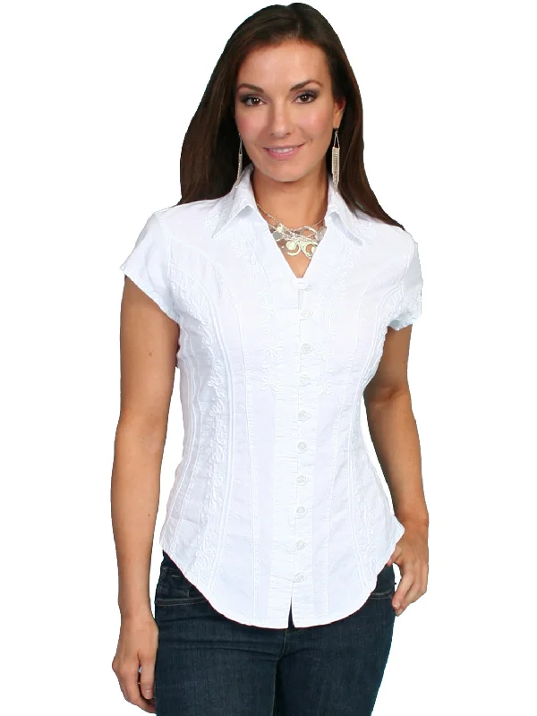 Flash Sales Today Scully Cantina Womens White 100% Cotton Cap Sleeve Vine Blouse