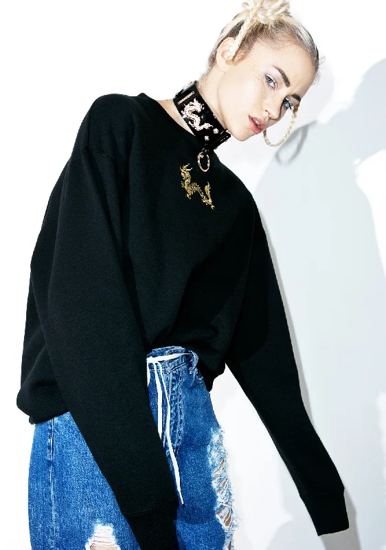 Sustainable Women's Apparel Golden Dragon Pearl Sweatshirt