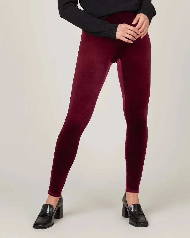 Flash Sale Online Velvet Leggings In Burgundy