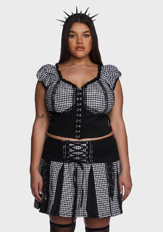 Women's Evening Apparel Plus Black And White Bo Peep Crop Top