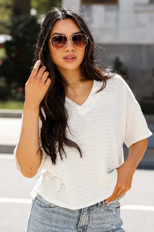 Women's Office Outfit Caroline White Knit Tee
