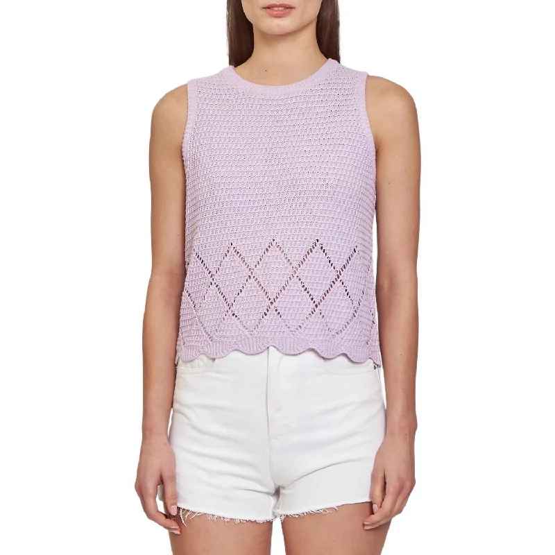 Eclectic Fashion Diamond Stitch Tank Top In Violet