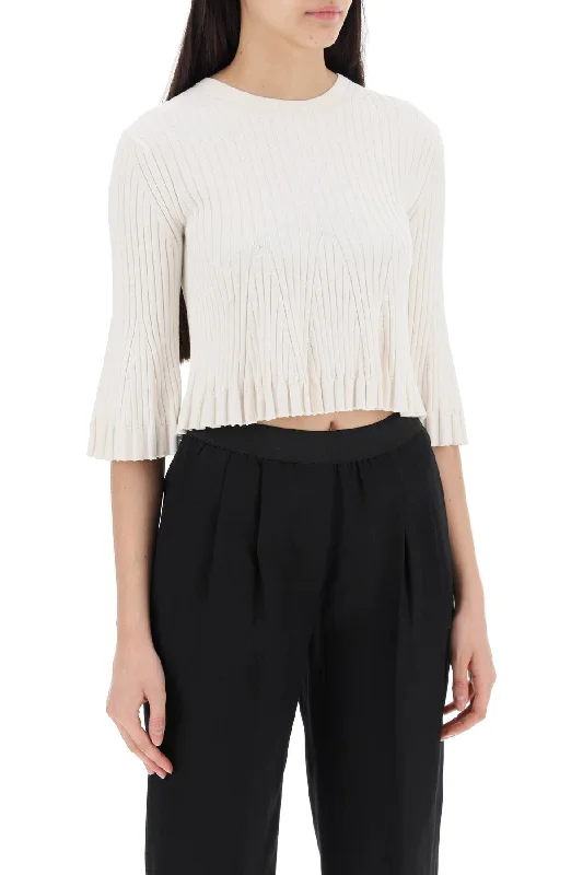Women's Formal Clothes Loulou Studio Silk And Cotton Knit Ammi Crop Top In