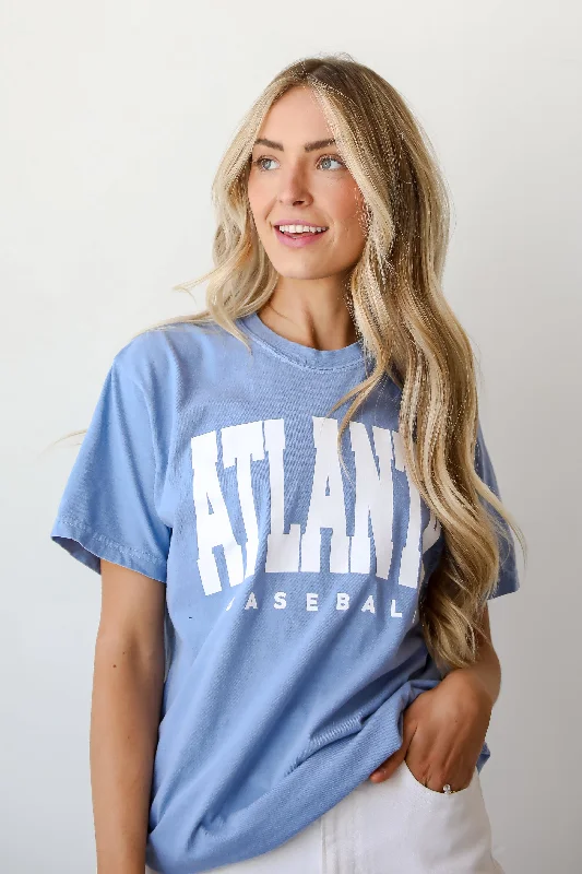 Women's Stylish Outdoor Outfit Light Blue Atlanta Baseball Tee