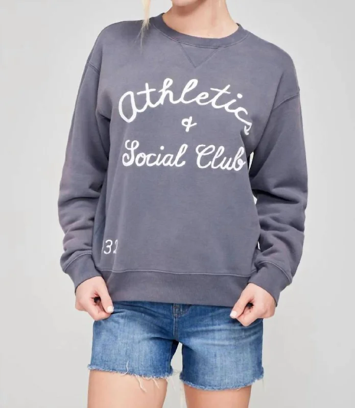 Women's Holiday Attire Athletics And Social Club Cody Sweatshirt In Faded Indigo