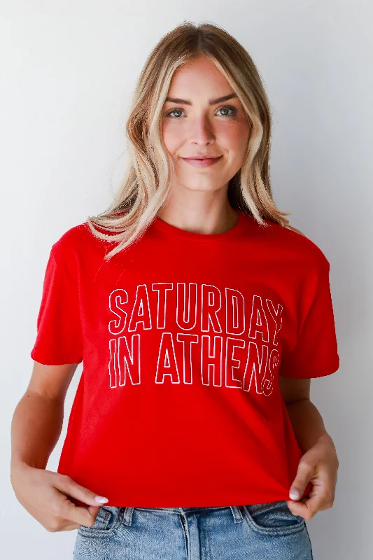 Women's Clothes And Apparel Red Saturday In Athens Cropped Tee