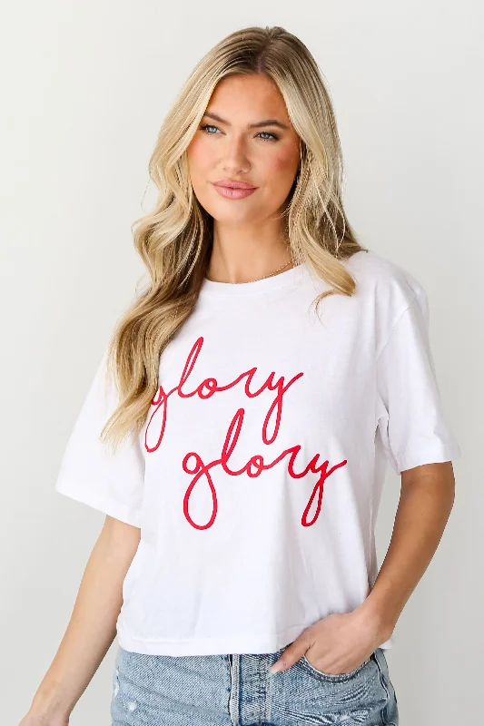 Women's Travel Attire White Glory Glory Cropped Tee