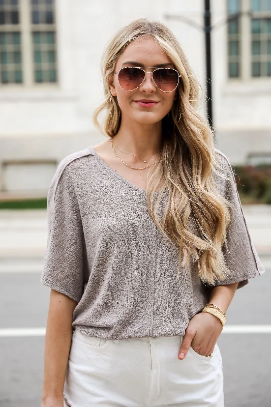 Women's Vintage Attire FINAL SALE - Delaney Dusty Lavender Knit Tee - DU DEAL